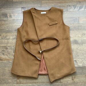 Unbranded brown wool vest with belt size S/M